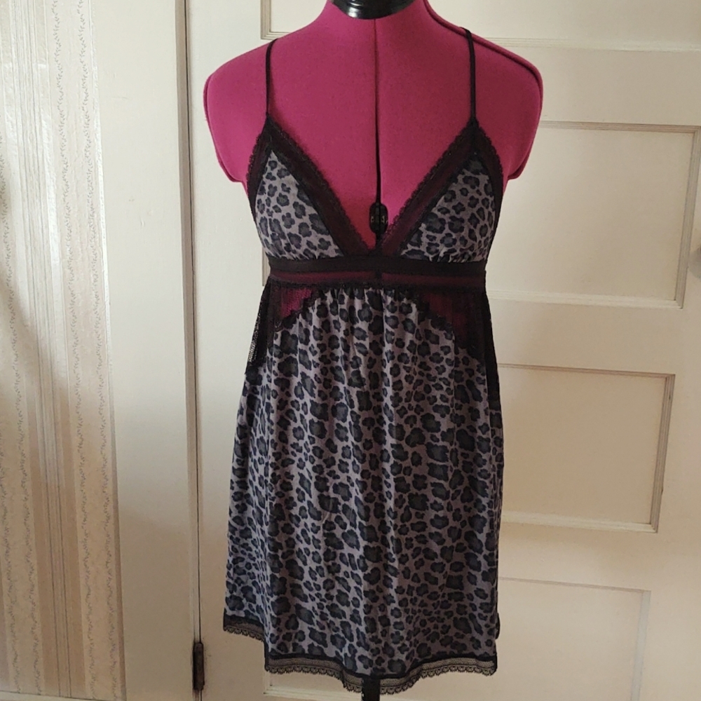 Victoria's Secret Leopard Print Racer Back Empire Waist Nightgown S